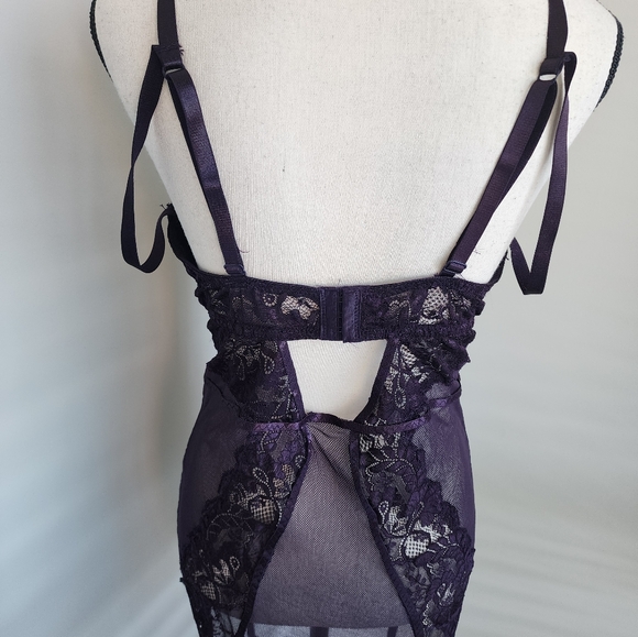 1x Dreamgirl Dark Purple Lingerie Set - Picture 4 of 6